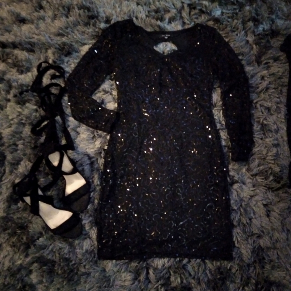 Black Lace sequins dress